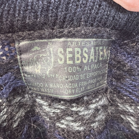 Sebsatex 100% Alpaca Sweater Womens L Cardigan Fair Isle Knit Ski Peru EUC - Picture 8 of 8